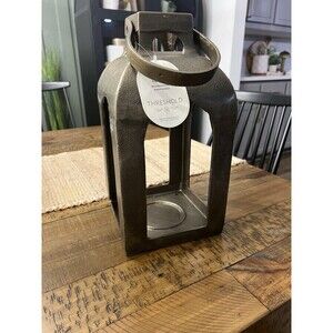 13"x7.5" Pillar Cast Aluminum Lantern Candle Holders Gold - Threshold